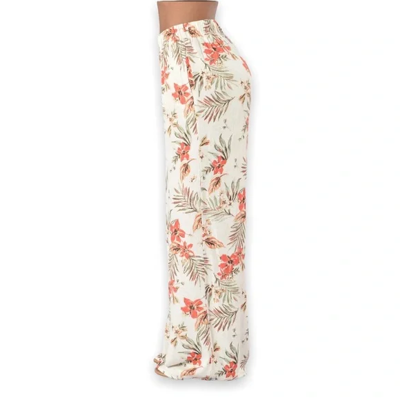 White Tropical Island Girl High Flare Pants - Kauai Natural - Picture 6 of 10